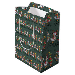 Just A Jolly Goose Patchwork Christmas Duck Funny Medium Gift Bag