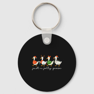 Just A Jolly Goose Santa Christmas Goose Farm Merr Key Ring