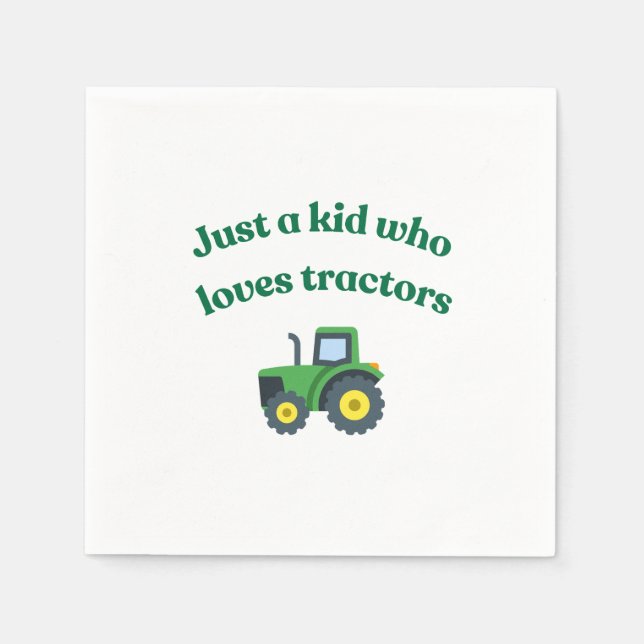 Just a kid who loves tractors - Patry Paper Napkin (Front)