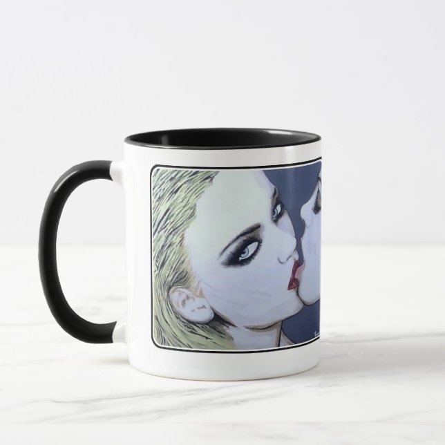 'Just a Kiss' Painting on a  Mug (Left)