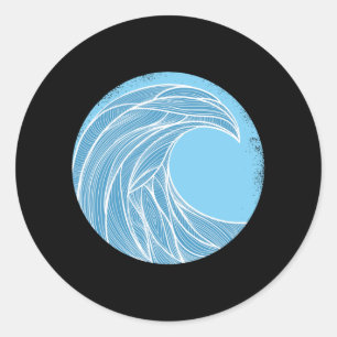 just a line colourful waves classic round sticker
