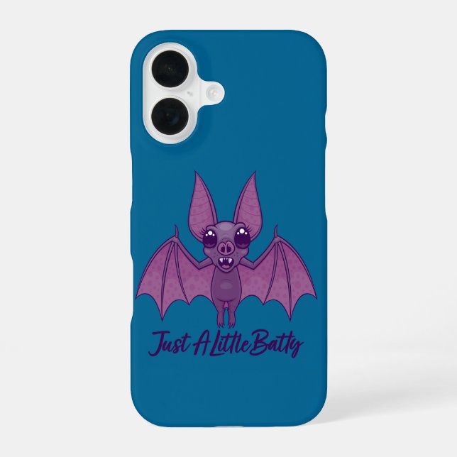 Just A Little Batty Cute Fluttering Bat iPhone 16 Case (Back)