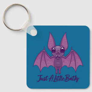 Just A Little Batty Cute Fluttering Bat Key Ring