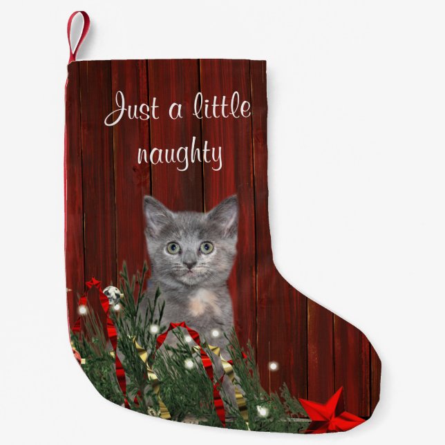 Just a little bit naughty kitty cat small christmas stocking (Front)