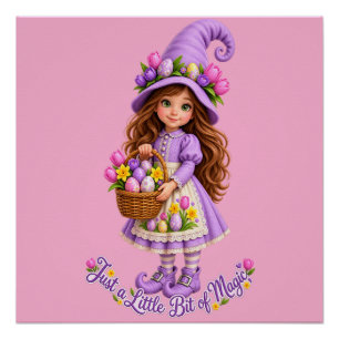Just A Little Bit Of Magic Cute Whimsical Witch Te Poster