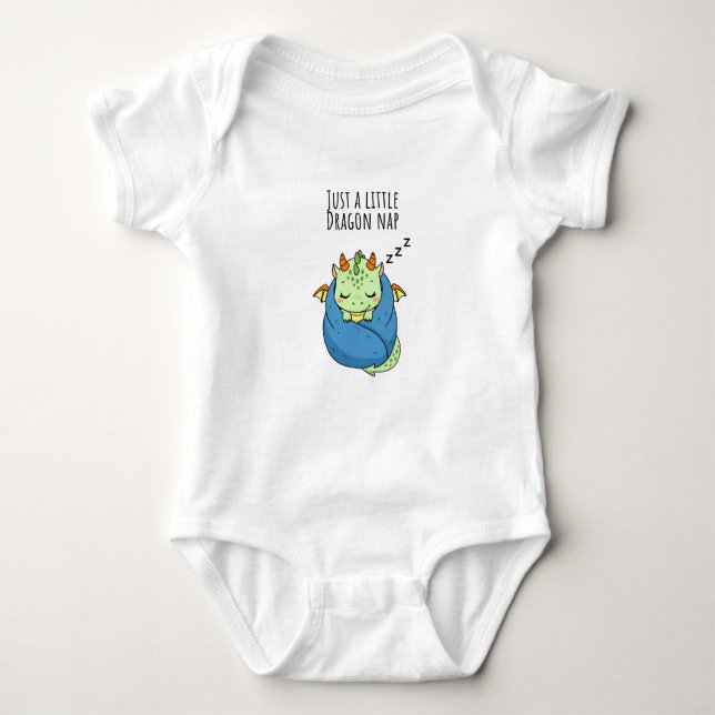 Just a Little Dragon Nap Cute Sleeping Baby Dragon Baby Bodysuit (Front)