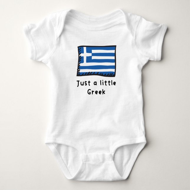 Just A Little Greek Funny Cute Greece Flag Baby Bodysuit (Front)
