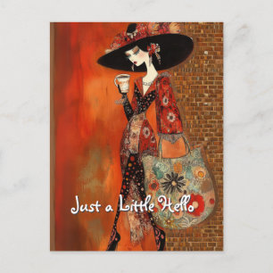 Just a Little Hello coffee and purse Postcard