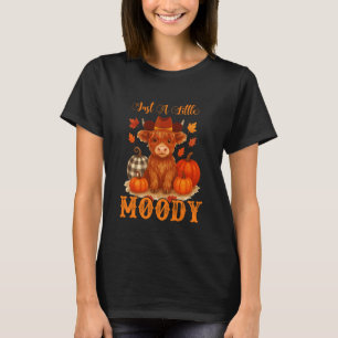 Just A Little Moody Fall Cow Thanksgiving Autumn V T-Shirt