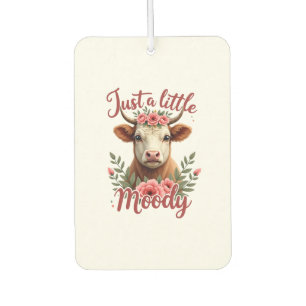 Just a Little Moody Vintage Highland Cow Floral Fu Car Air Freshener
