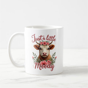 Just a Little Moody Vintage Highland Cow Floral Fu Coffee Mug