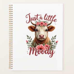 Just a Little Moody Vintage Highland Cow Floral Fu Planner