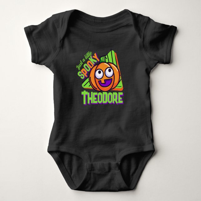 Just a Little Spooky Pumpkin - customisable Baby Bodysuit (Front)