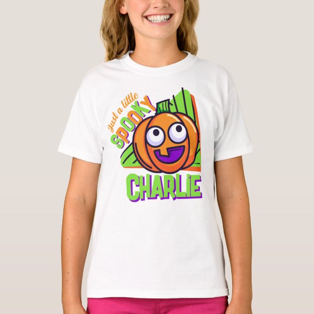 Just a Little Spooky Pumpkin - white custom tshirt (Front)