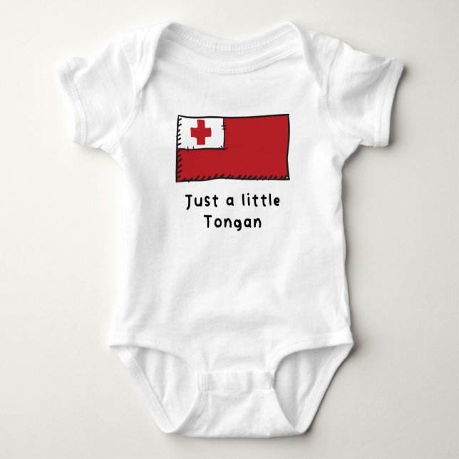 Just A Little Tongan Funny Cute Tonga Flag Baby Bodysuit (Front)