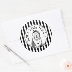 Just a Little Trouble Old English Sheepdog Grey 1 Classic Round Sticker