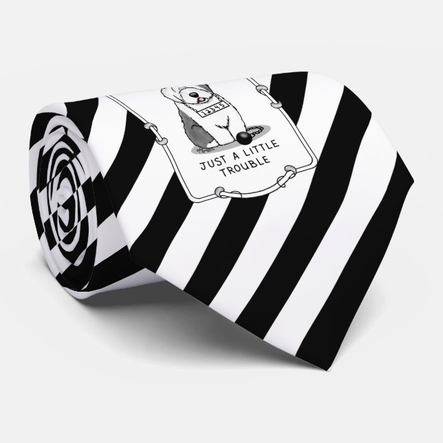 Just a Little Trouble Old English Sheepdog Grey 1 Tie (Rolled)