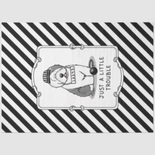 Just a Little Trouble Old English Sheepdog Grey 1 Tissue Paper