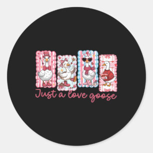 Just A Love Goose Cute Valentine Geese Coquette Wo Classic Round Sticker