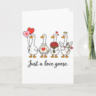 Just A Love Goose Cute Valentines Geese Heart Cupi Card