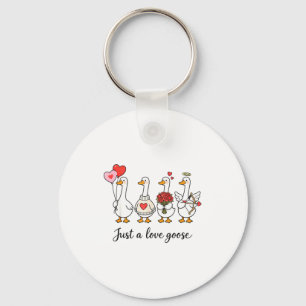Just A Love Goose Cute Valentines Geese Heart Cupi Key Ring