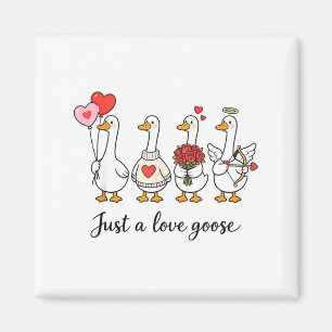 Just A Love Goose Cute Valentines Geese Heart Cupi Magnet