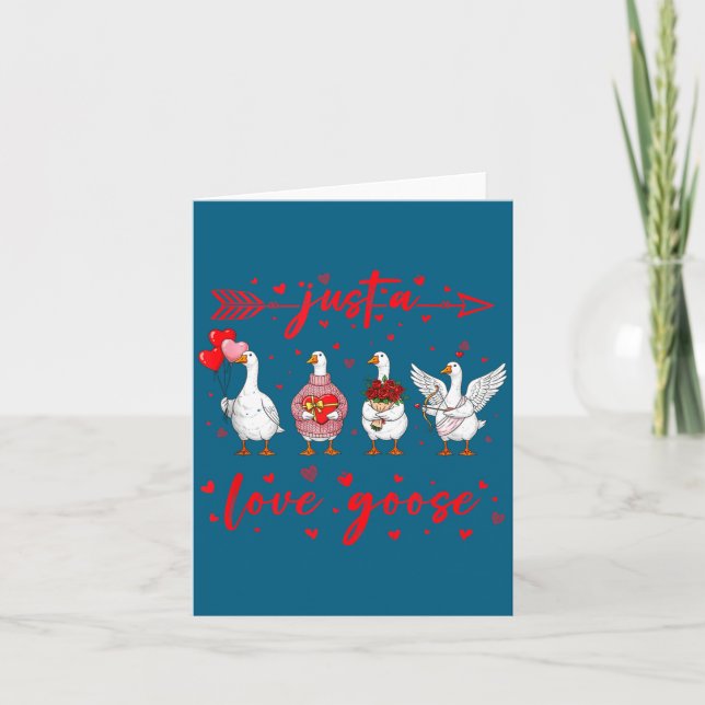 Just A Love Goose Funny Valentine Cute Goose For W Card (Front)