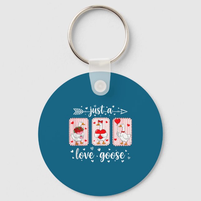 Just A Love Goose Funny Valentine Cute Goose For W Key Ring (Front)