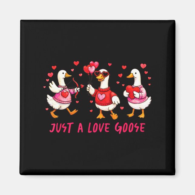 Just A Love Goose Funny Valentine Geese Cud Heart  Magnet (Front)