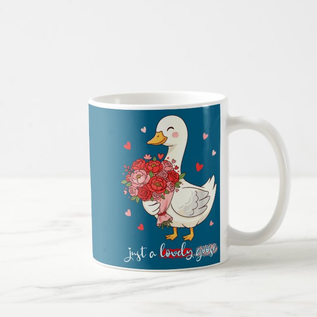 Just A Lovely Goose Bouquet Roses Floral Valentine Coffee Mug (Right)