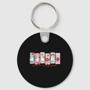 Just A Lovely Goose Cute Pink Silly Goose Valentin Key Ring