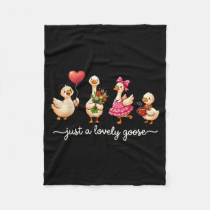 Just A Lovely Goose Cute Silly Goose Valentine's D Fleece Blanket