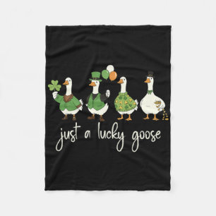 Just A Lucky Goose Leprechaun Irish Funny St Patri Fleece Blanket