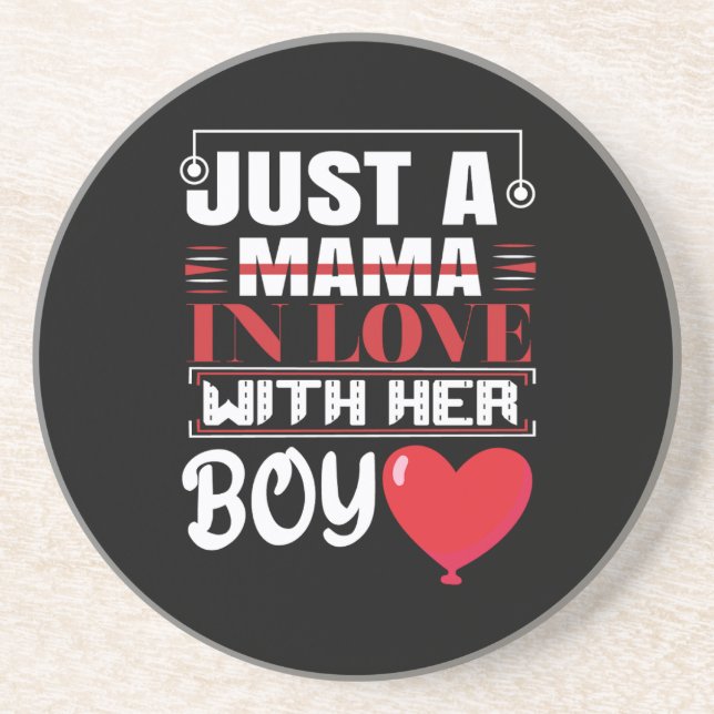 Just A Mama In Love With Her Boy Valentine Coaster (Front)