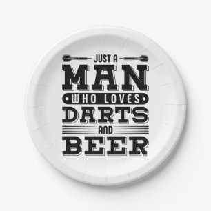 Just A Man Who Loves Darts And Beer Paper Plate