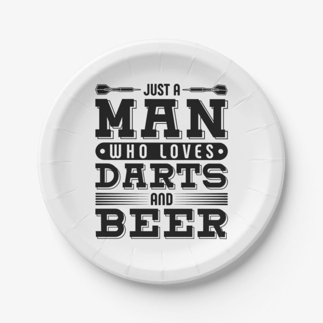Just A Man Who Loves Darts And Beer Paper Plate (Front)