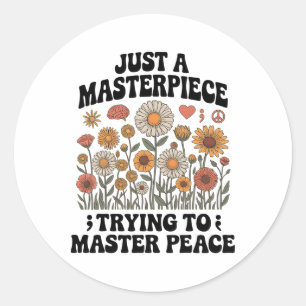 Just A Masterpiece, Mental Health Awareness, Green Classic Round Sticker
