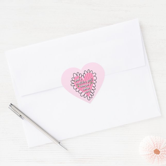 Just a Matcha Girl Heart Aesthetic – Pink Cute  Heart Sticker (Envelope)