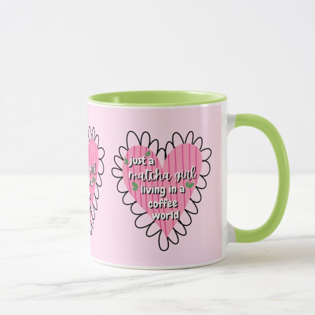 Just a Matcha Girl Heart Aesthetic – Pink Cute  Mug (Right)
