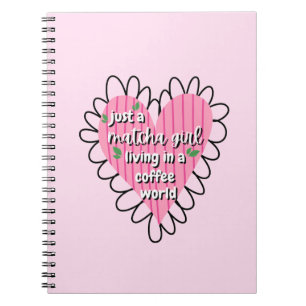 Just a Matcha Girl Heart Aesthetic – Pink Cute Notebook