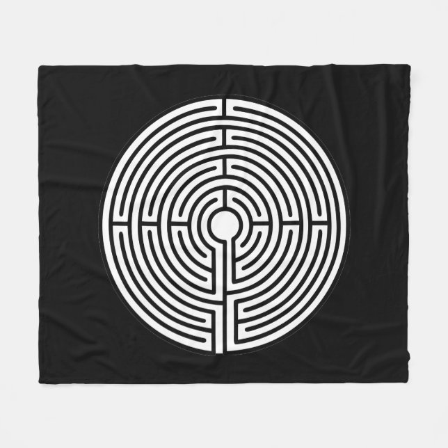 Just a Maze on Black Fleece Blanket (Front (Horizontal))