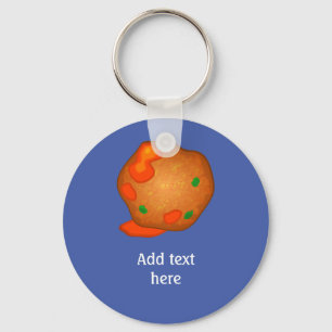 Just a Meatball - single bite in sauce - add text Key Ring