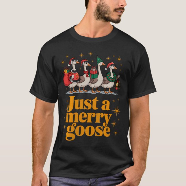 Just A Merry Goose Funny Christmas Premium Tri-ble T-Shirt (Front)