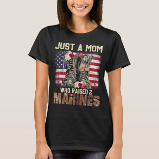 Just A Mum Who Raised Marines American Flag Gifts T-Shirt