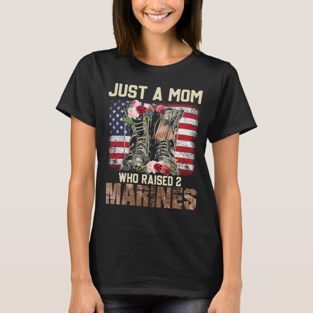 Just A Mum Who Raised Marines American Flag Gifts T-Shirt (Front)