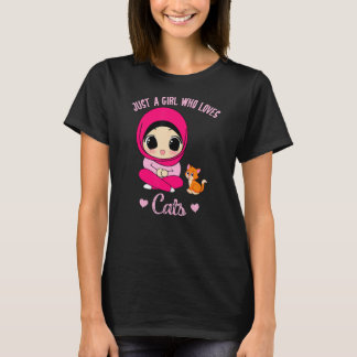 Just A Muslim Hijab Girl Who Loves Cats Hijabi Sca T-Shirt