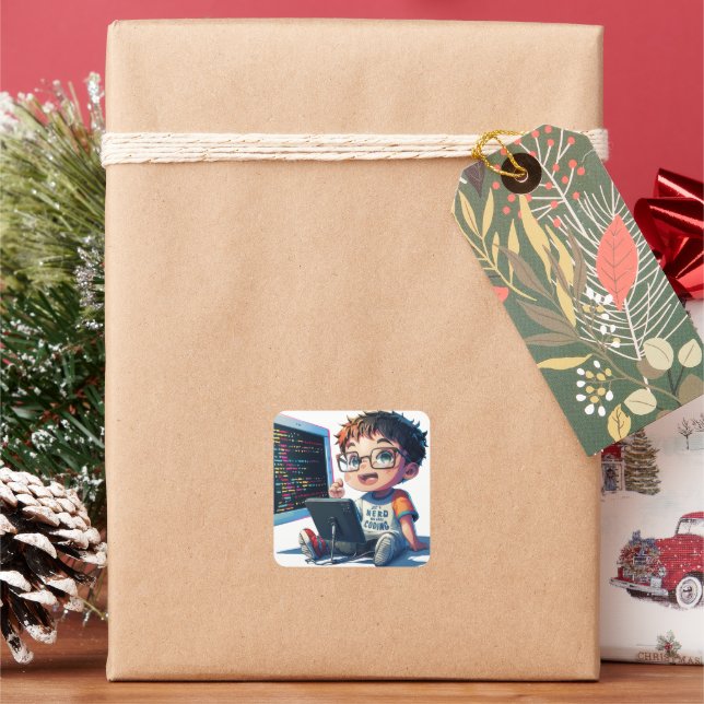 'Just A Nerd Who Love Coding' cartoon sticker (Holiday)