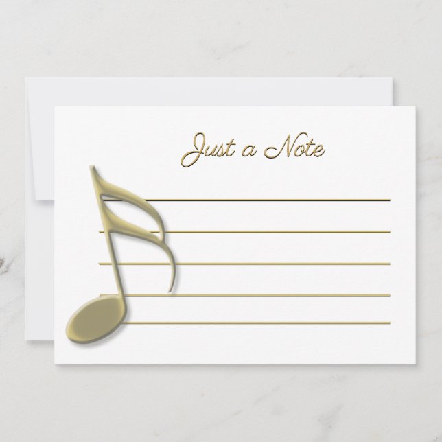 Just a Note Gold Music Note Notecards (Front)