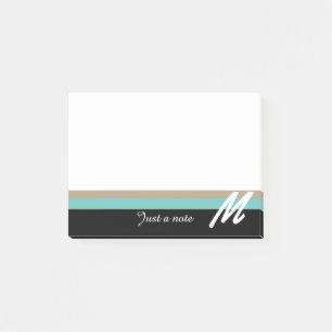 Just a note Monogram White Tan and Black Stripe