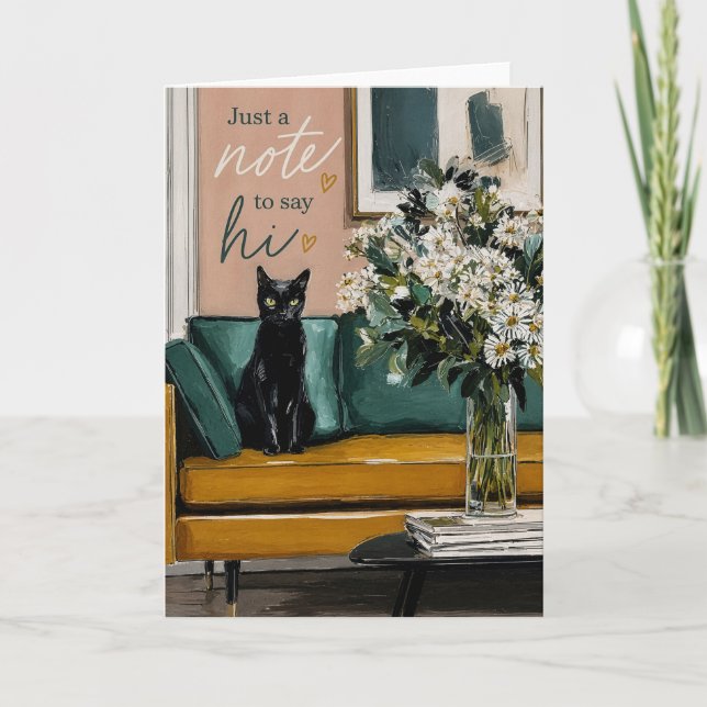 Just a Note to Say Hi | Cosy Cat Card (Front)